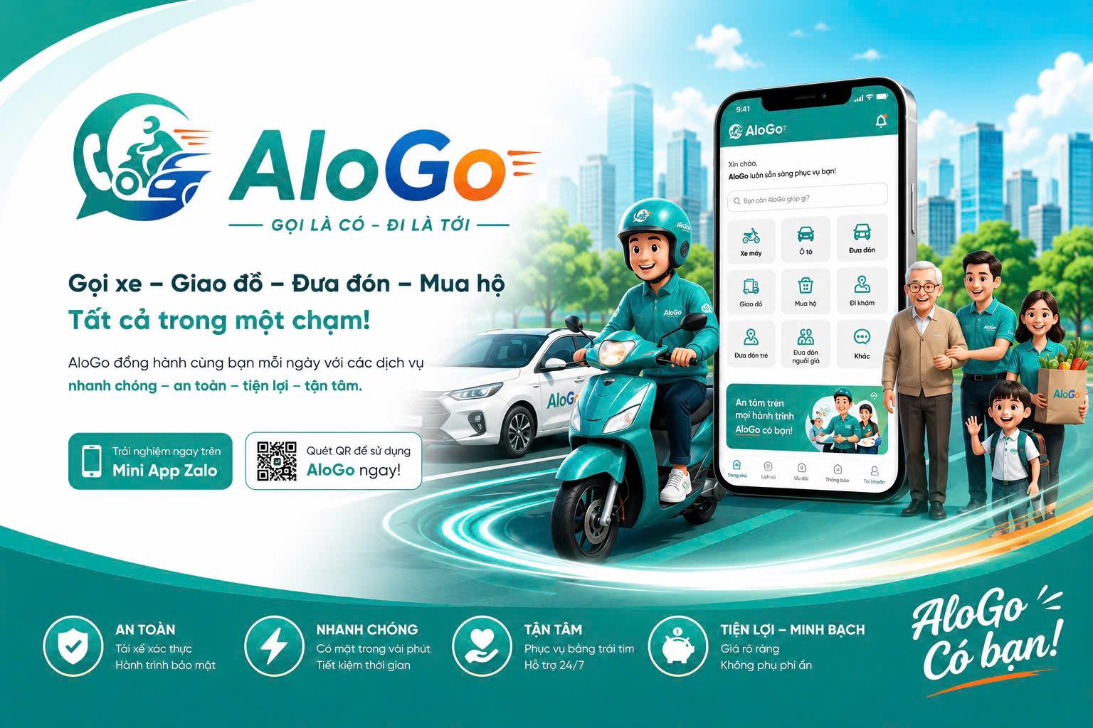 AloGo - Gọi xe, giao đồ, đưa đón, mua hộ